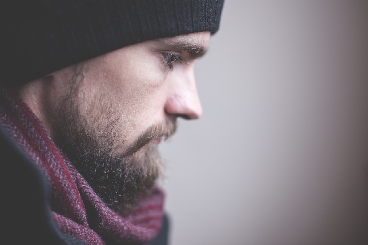 man, face, portrait, bearded man, side view, scarf, bonnet, winter clothes, winter clothing, men's fashion, adult, beard, fashion, guy, model, profile, serious, hat, winter, sad, unhappy, man, man, man, man, profile, sad, sad, sad, sad, sad